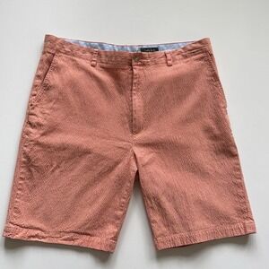 Bobby Jones Seersucker Shorts Men's 38 Waist Orange Striped Golf‎ Outdoor Preppy